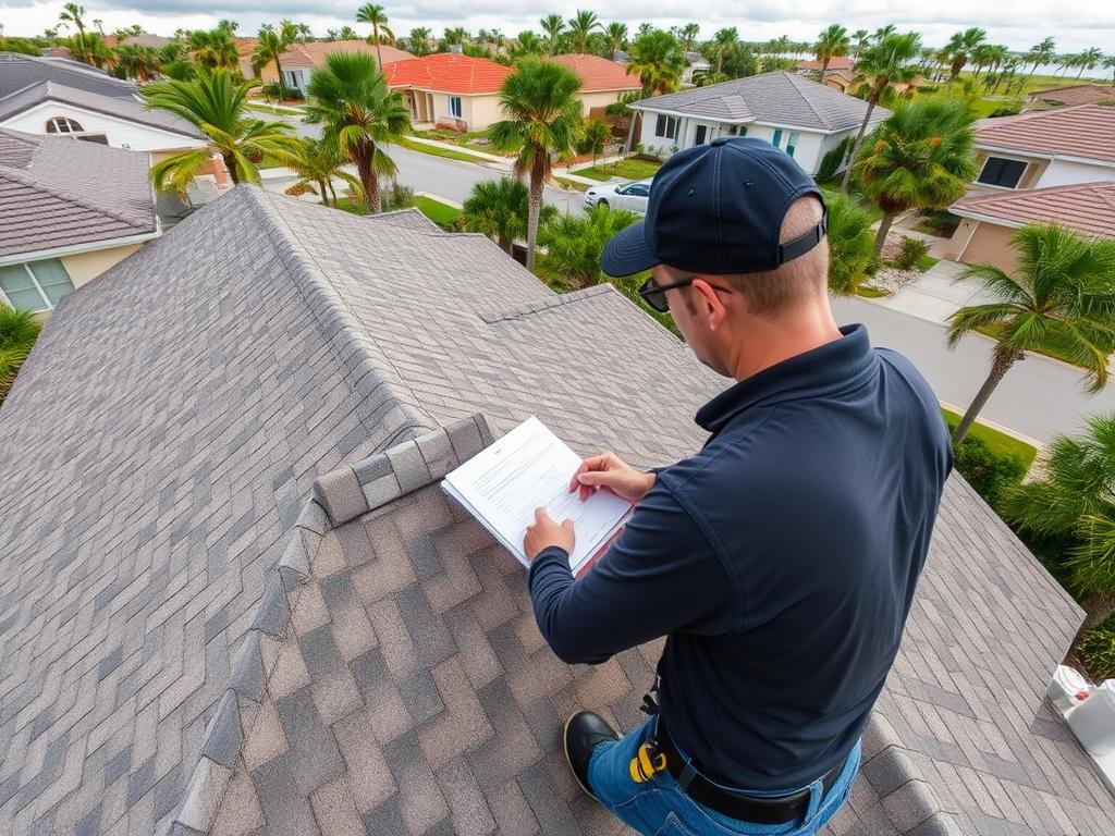 Roof inspection being conducted by WSV Group professional in St. Petersburg