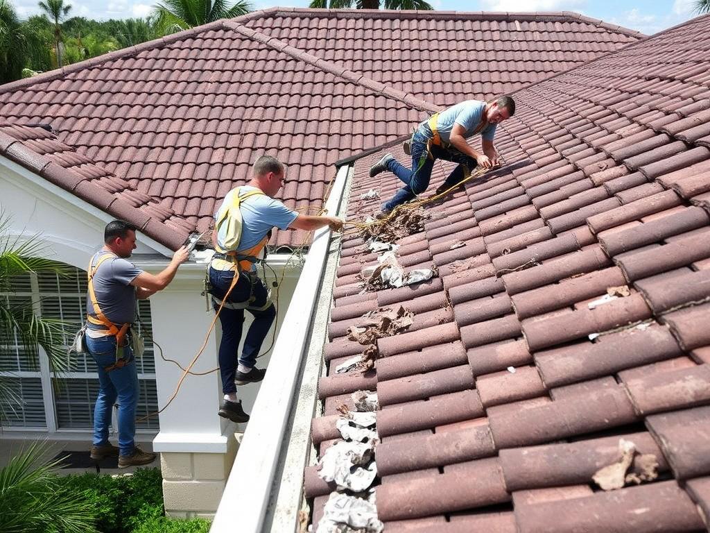 Roof maintenance service being performed in St. Petersburg